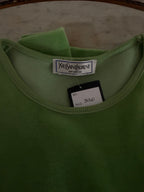 YVES SAINT LAURENT Ensemble top et jupe vert pomme velours brodé taille 38