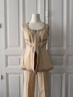 ROMÉO POUR JULIETTE Ensemble tailleur pantalon 2000s beige taille 36