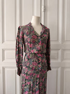 VINTAGE Hand made tailleur jupe imprimé fleuri taille 36/38