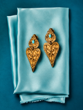 VINTAGE Boucles cœur avec turquoise plaqués or
