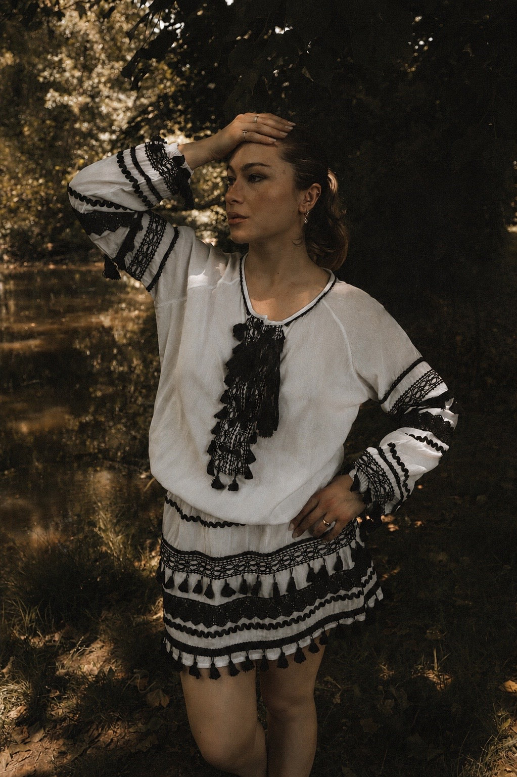 DODO BAROR Robe tunique en coton blanche brodée 36