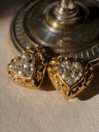 JACKY DE G Boucles à clips cœur doré et strass
