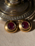 AGATHA PARIS Clips dorés et strass couleur rubis