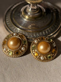 VINTAGE Clips rose doré et perle d’imitation centrale