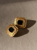 VINTAGE Clips plaqués or et émail noir