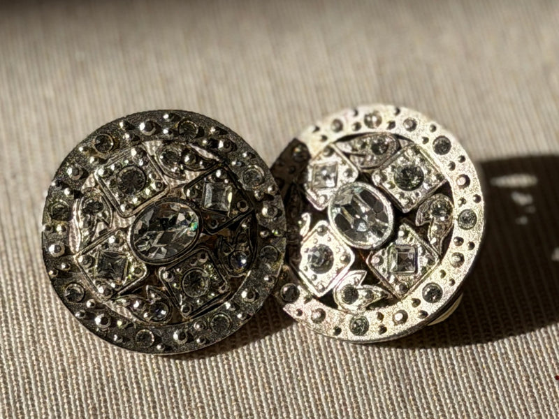 BALENCIAGA Boucles a strass métal argenté