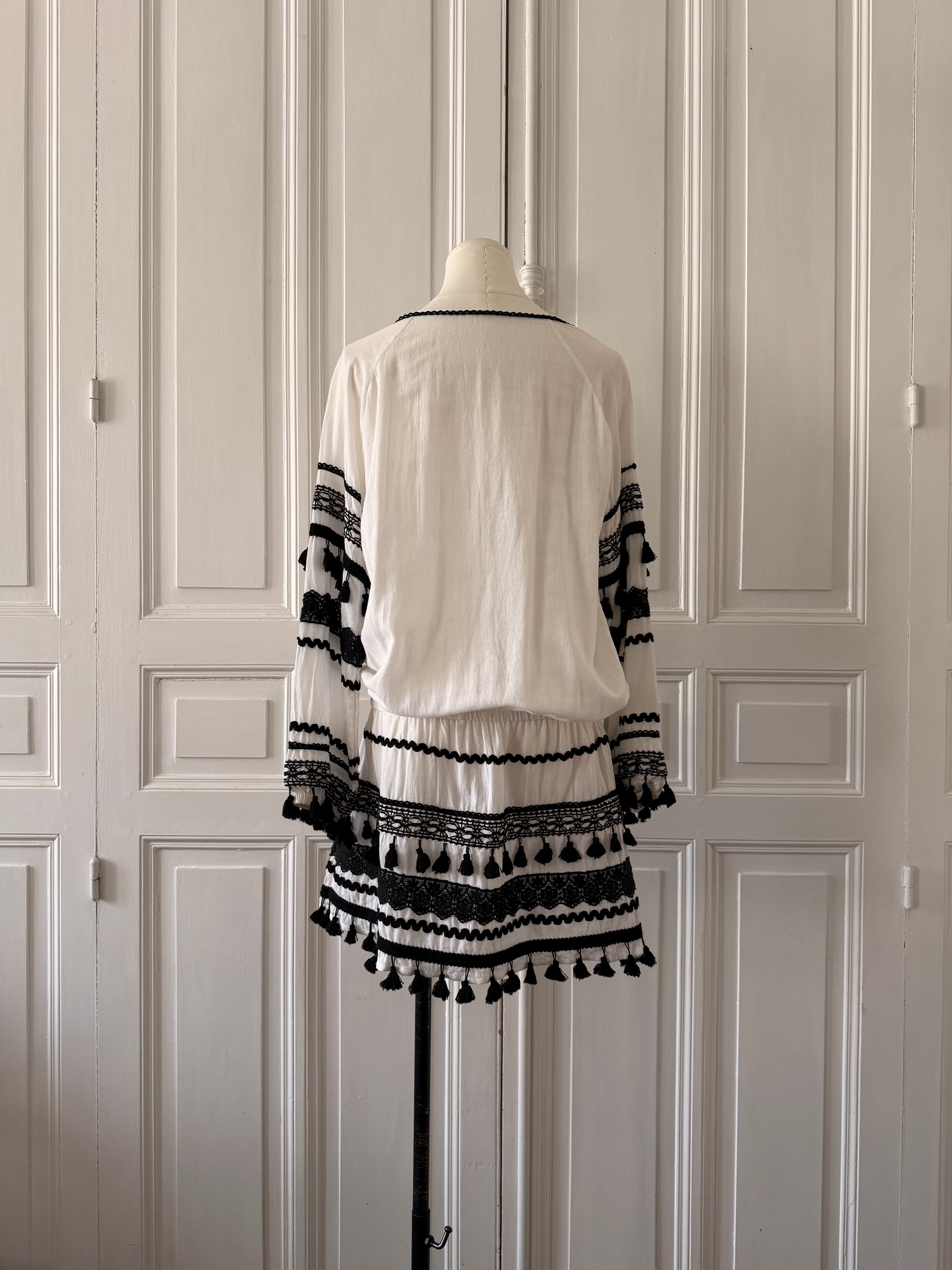 DODO BAROR Robe tunique en coton blanche brodée 36