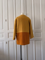 GUY LAROCHE Manteau en laine bicolore bouton doré taille 38