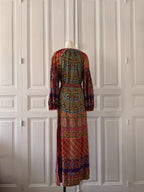 BOTEH Robe manche longue imprimée tissu indien taille 2 ceinture boucle