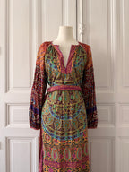 BOTEH Robe manche longue imprimée tissu indien taille 2 ceinture boucle
