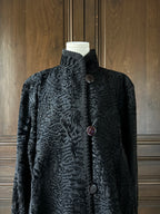 VINTAGE- Manteau noir astrakan 1950