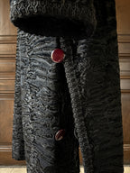 VINTAGE- Manteau noir astrakan 1950
