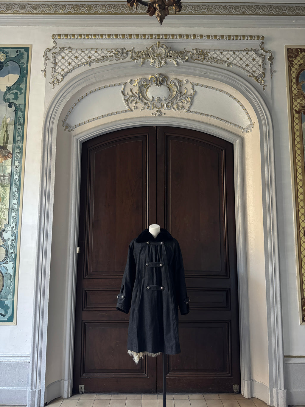 YSL Manteau doublé fourrure de lapin