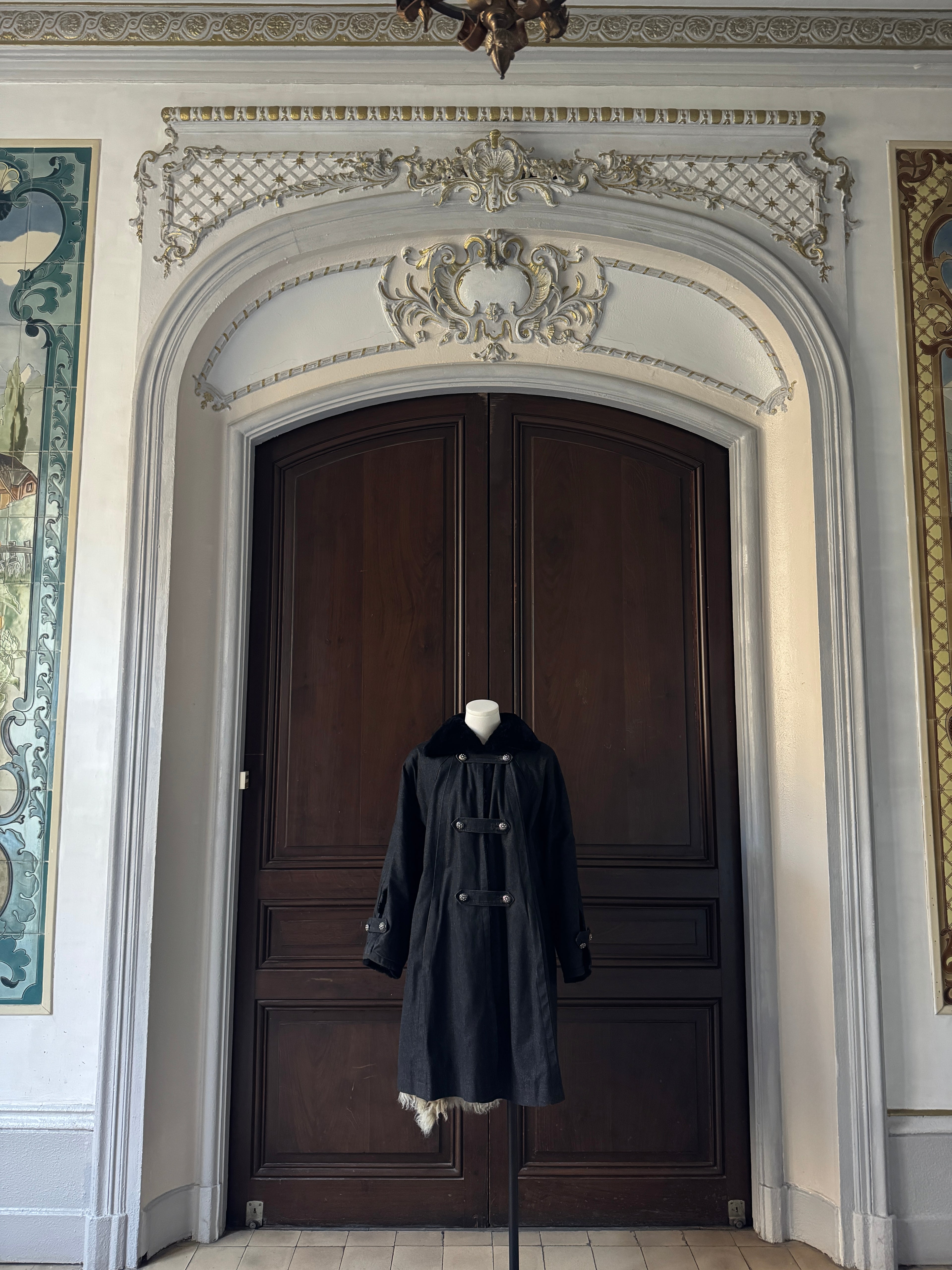 YSL Manteau doublé fourrure de lapin