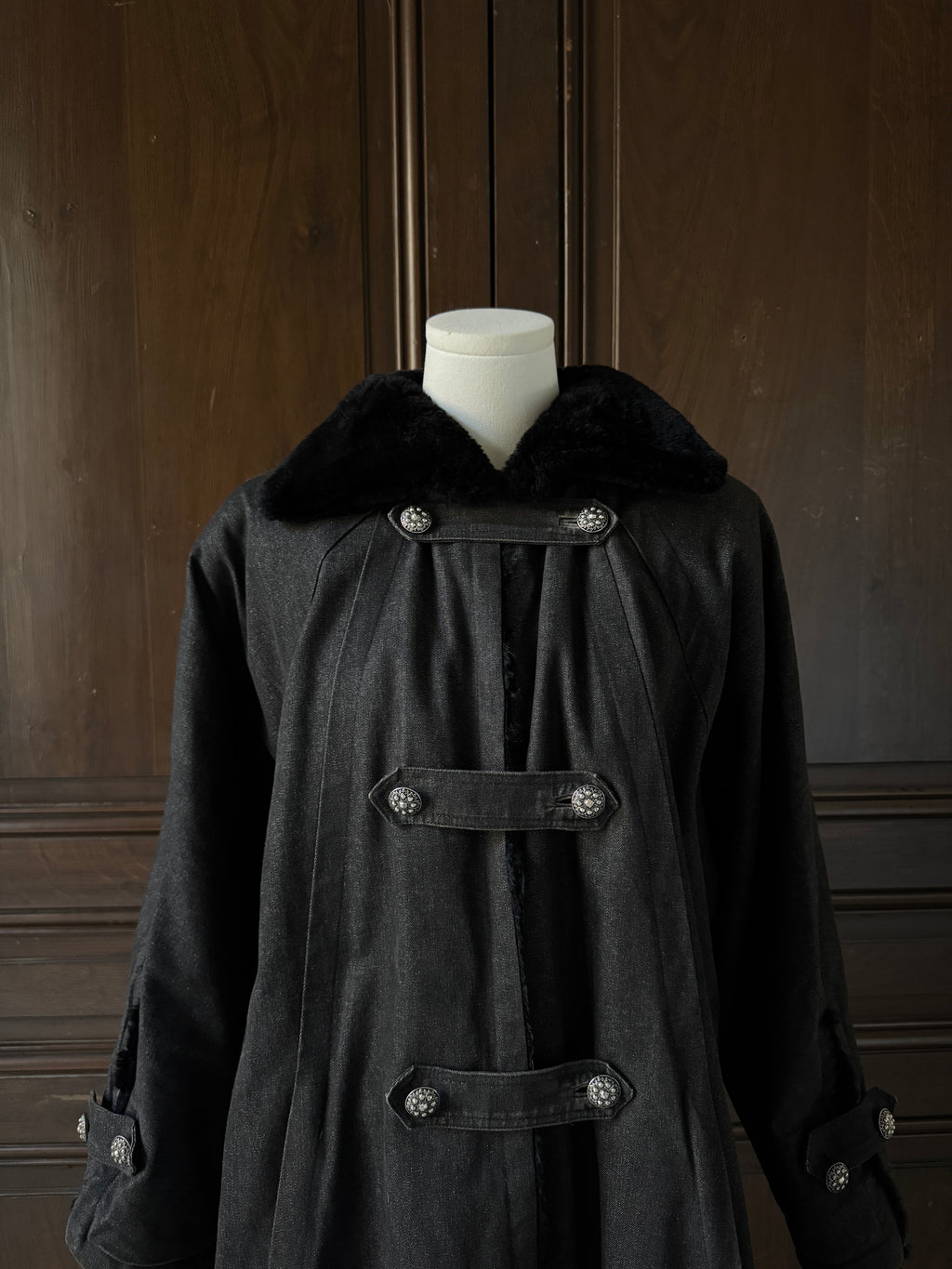 YSL Manteau doublé fourrure de lapin