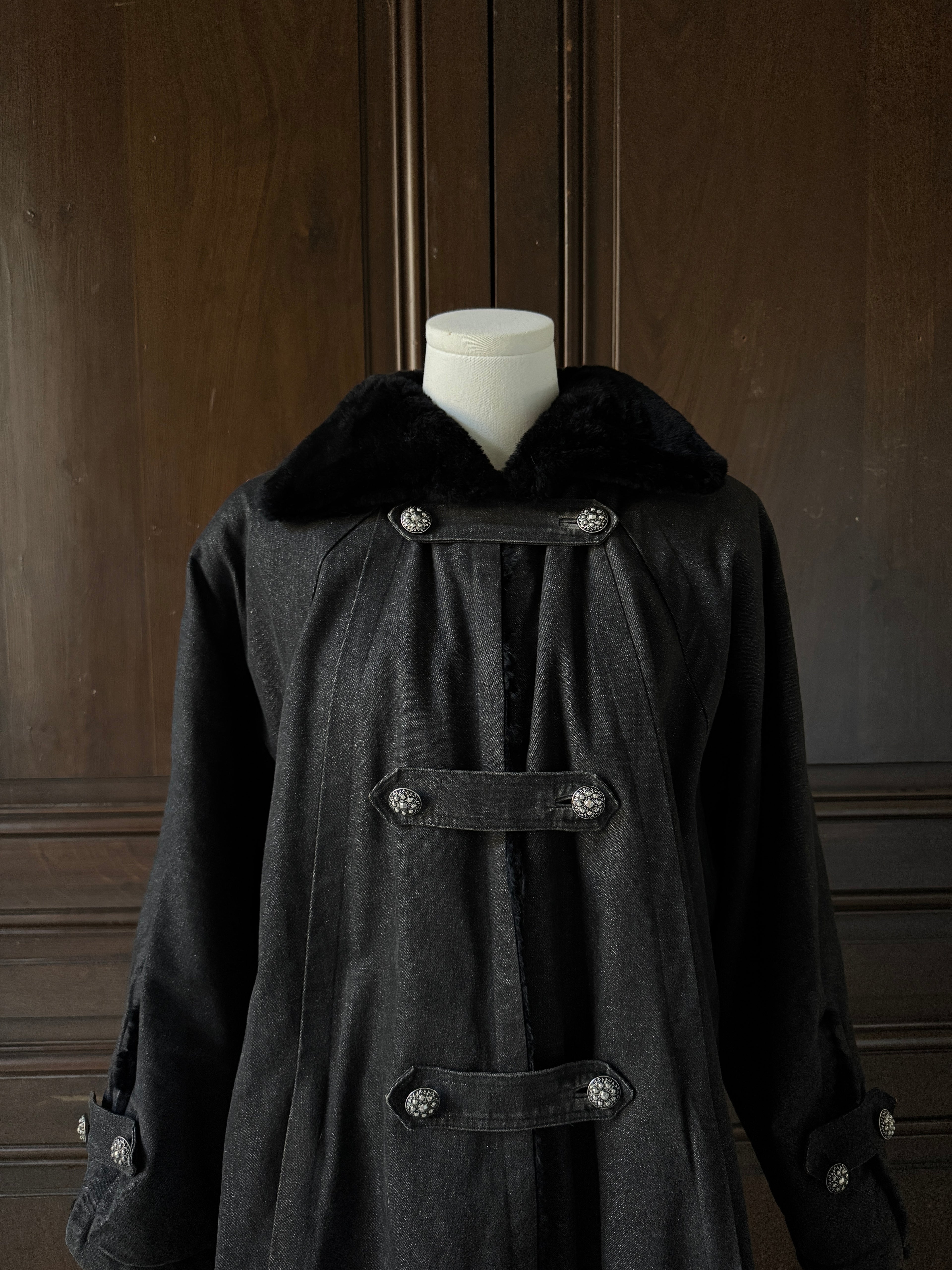 YSL Manteau doublé fourrure de lapin