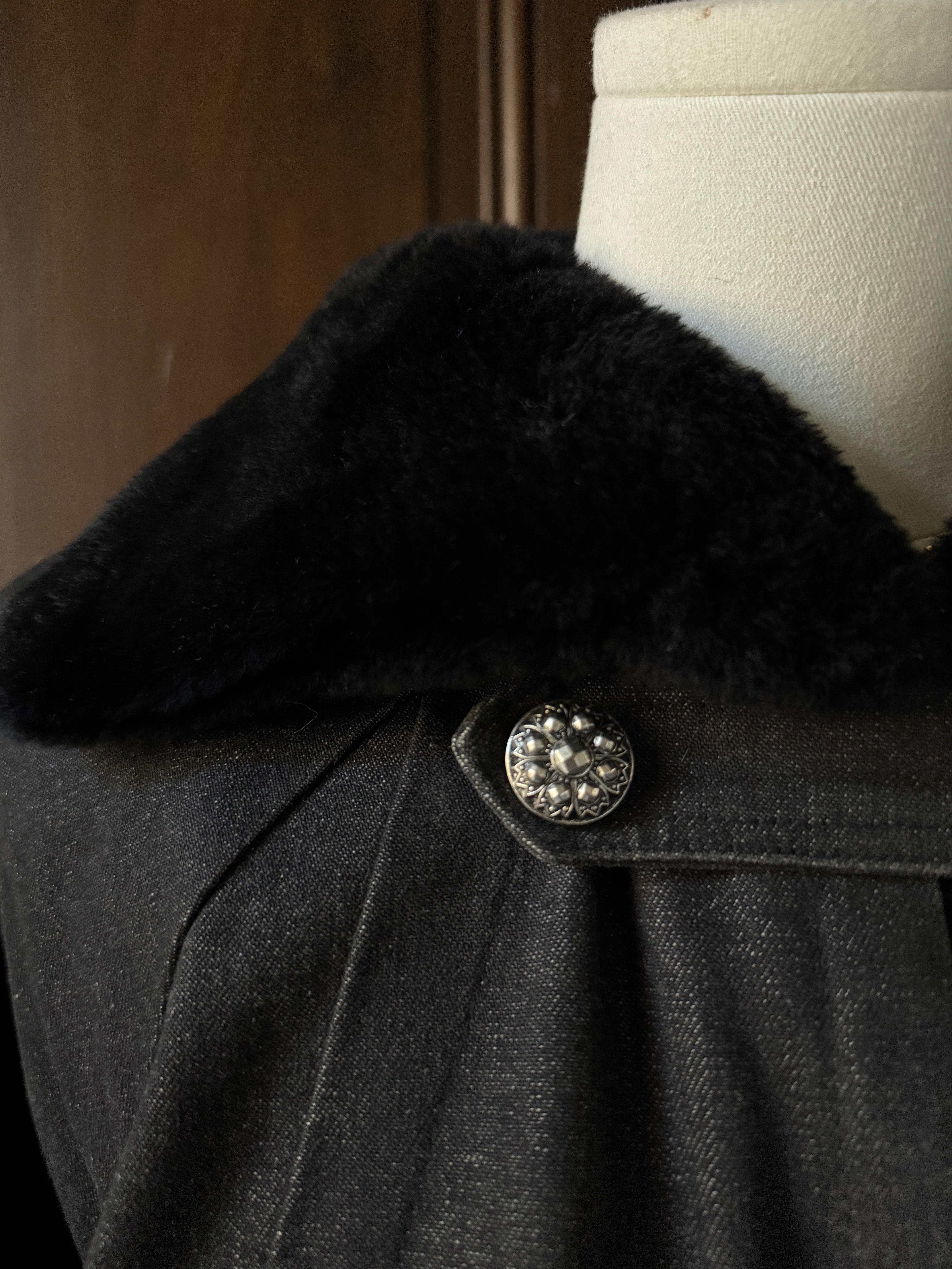 YSL Manteau doublé fourrure de lapin