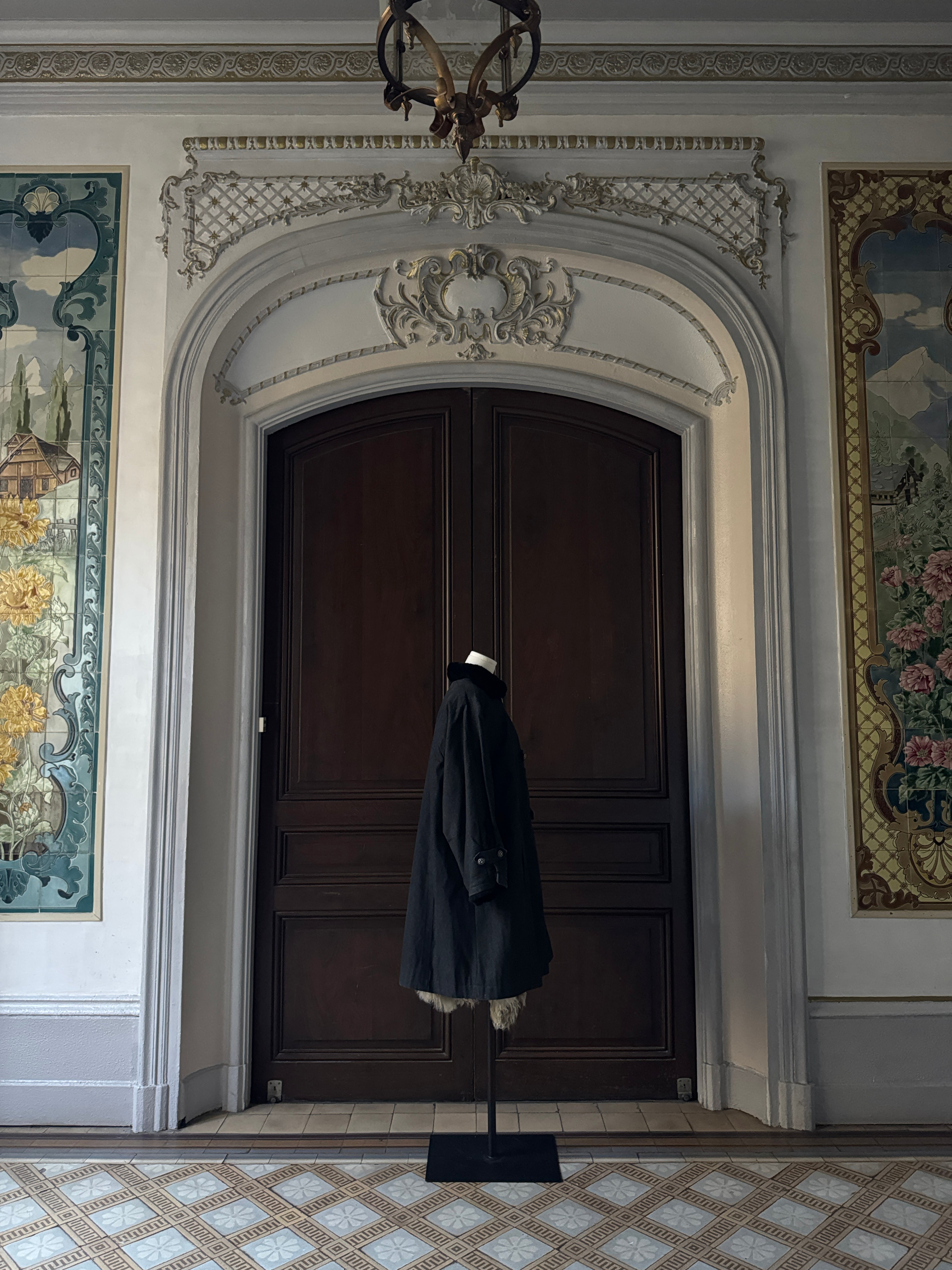 YSL Manteau doublé fourrure de lapin