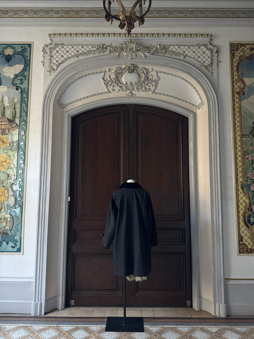 YSL Manteau doublé fourrure de lapin