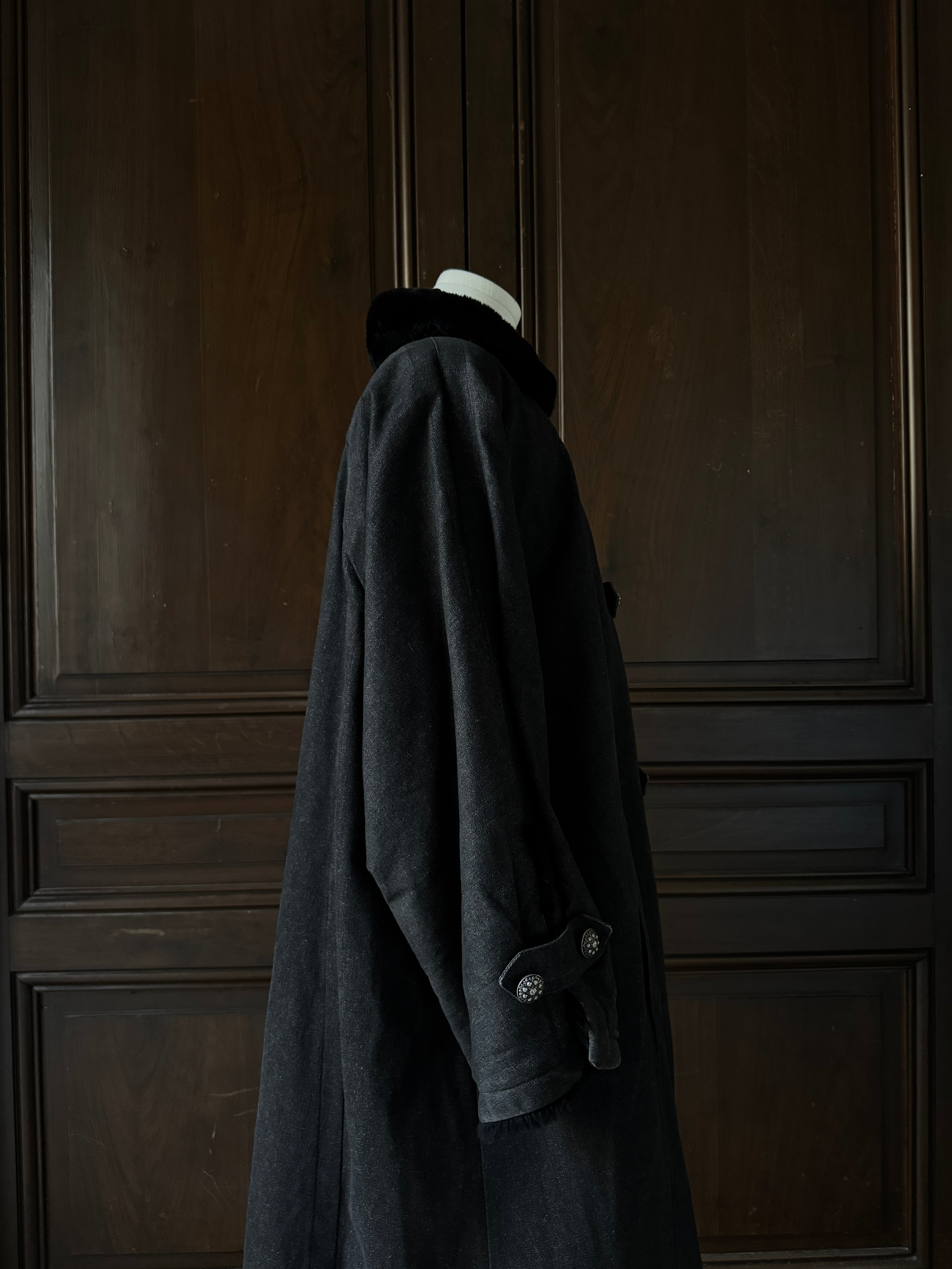 YSL Manteau doublé fourrure de lapin