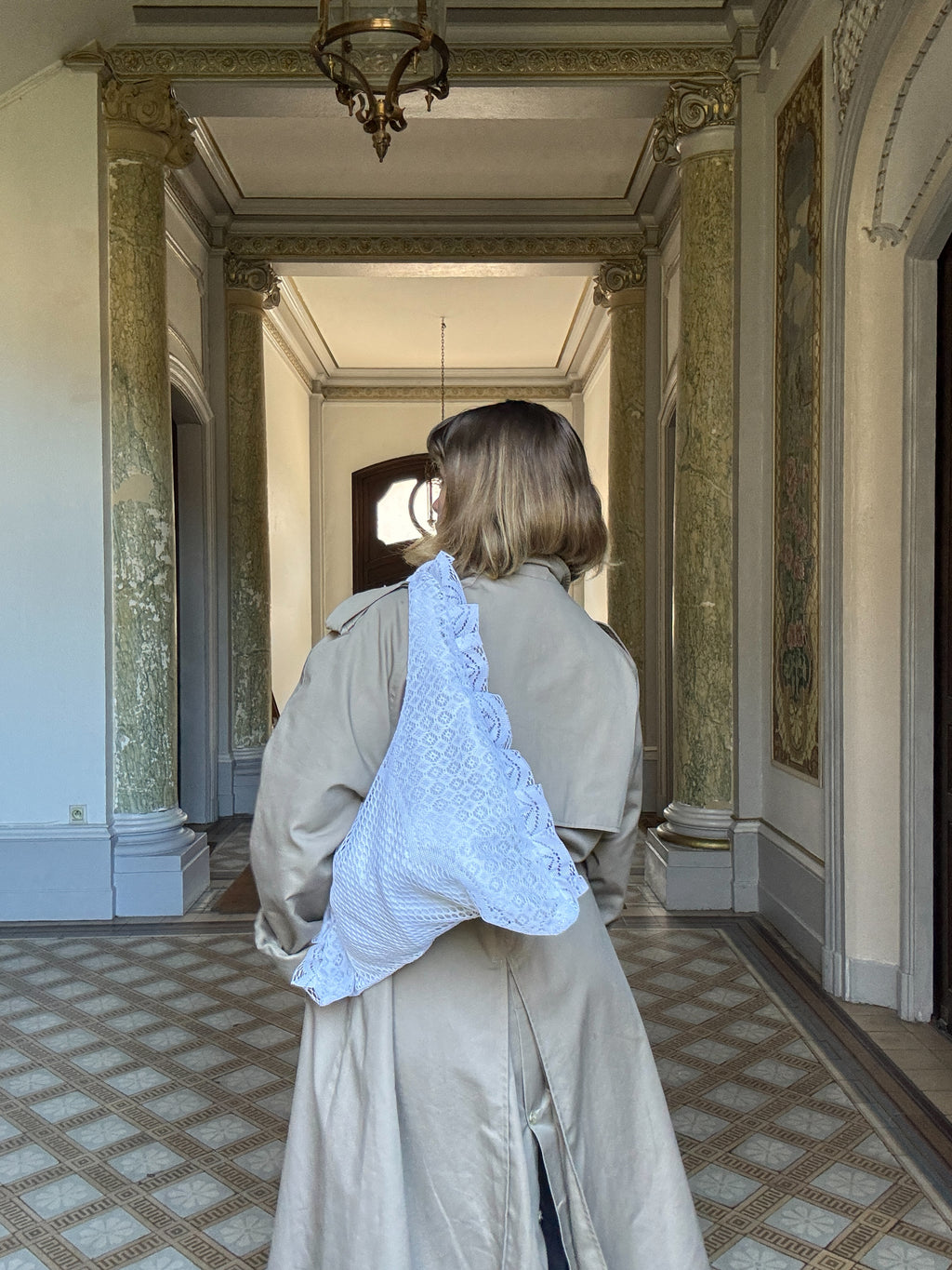 Sac à main Voilage Dentelle Upcyclé- Modèle "Mémoire"- Triangle