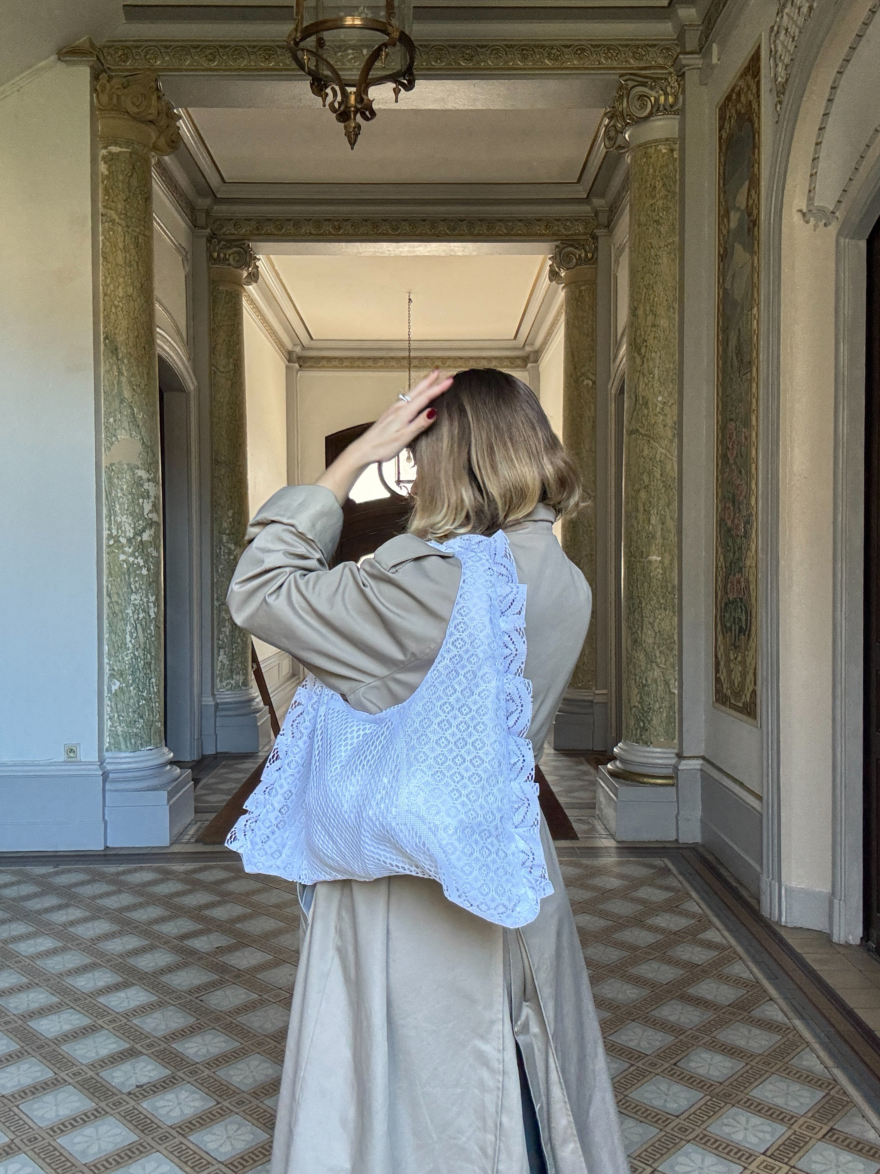 Sac à main Voilage Dentelle Upcyclé- Modèle "Mémoire"- Triangle