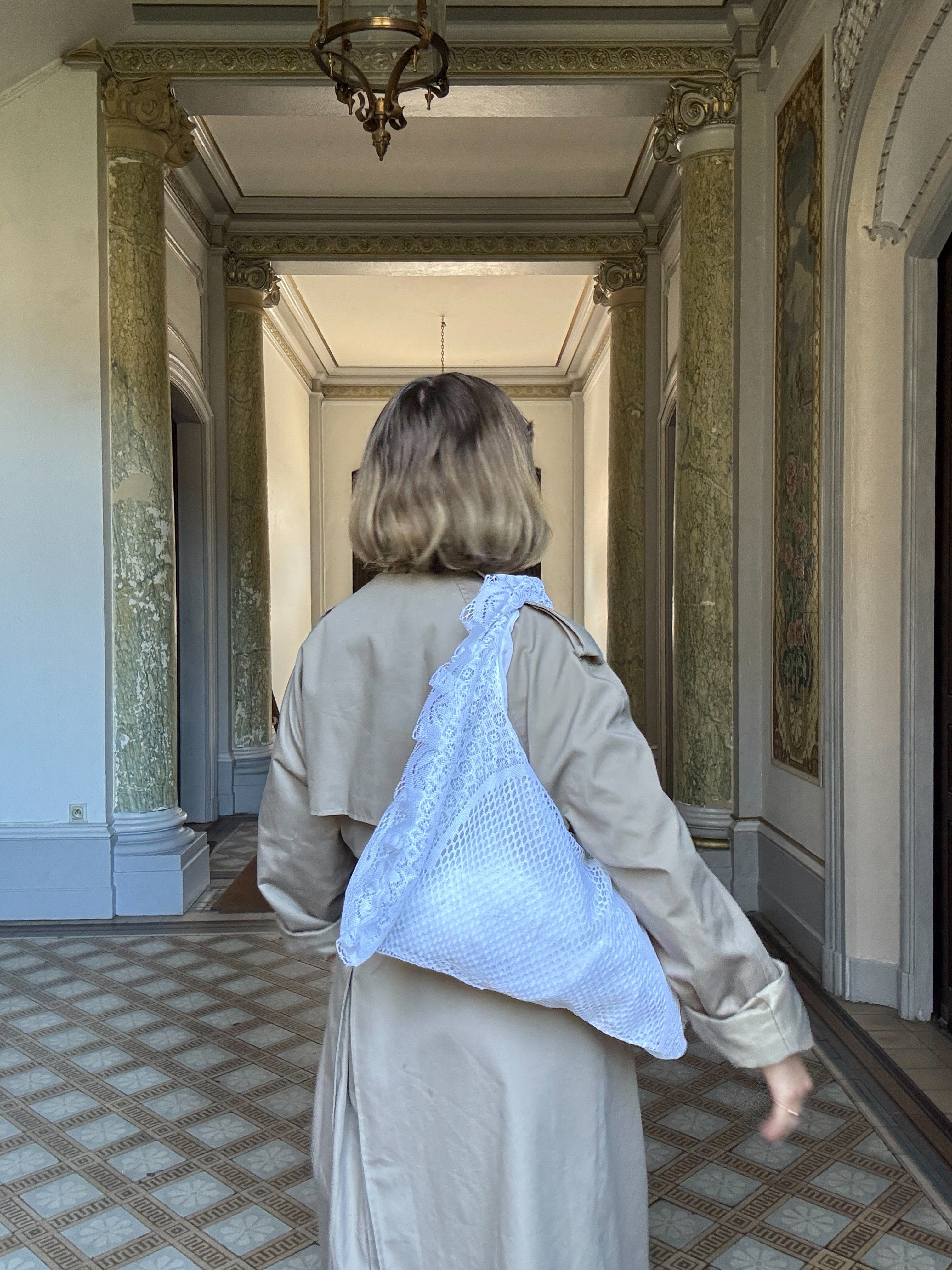 Sac à main Voilage Dentelle Upcyclé- Modèle "Mémoire"- Triangle