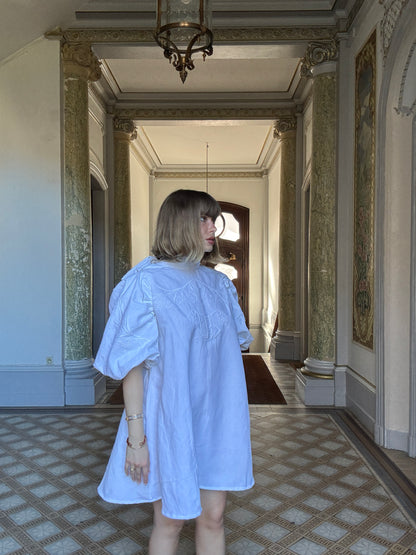 Robe mini en coton ancien brodé - Modèle Héritage