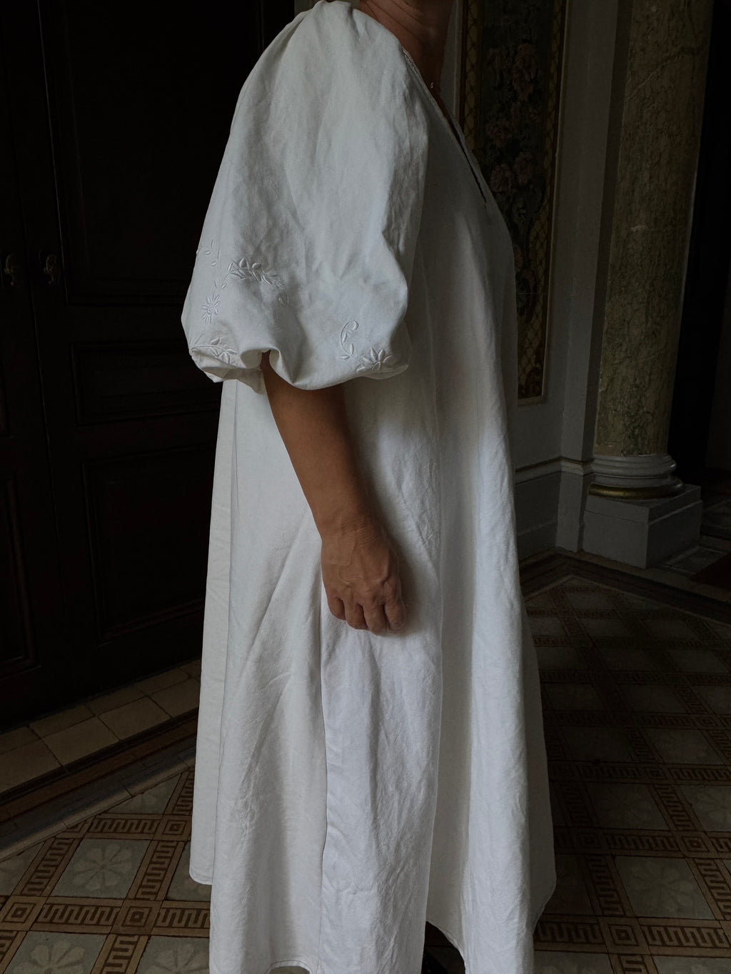 Robe maxi en coton ancien brodé- Modèle Héritage