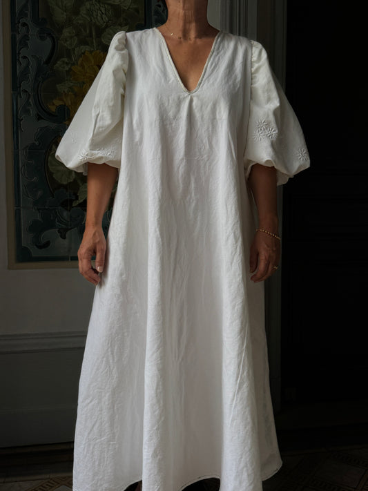 Robe maxi en coton ancien brodé- Modèle Héritage