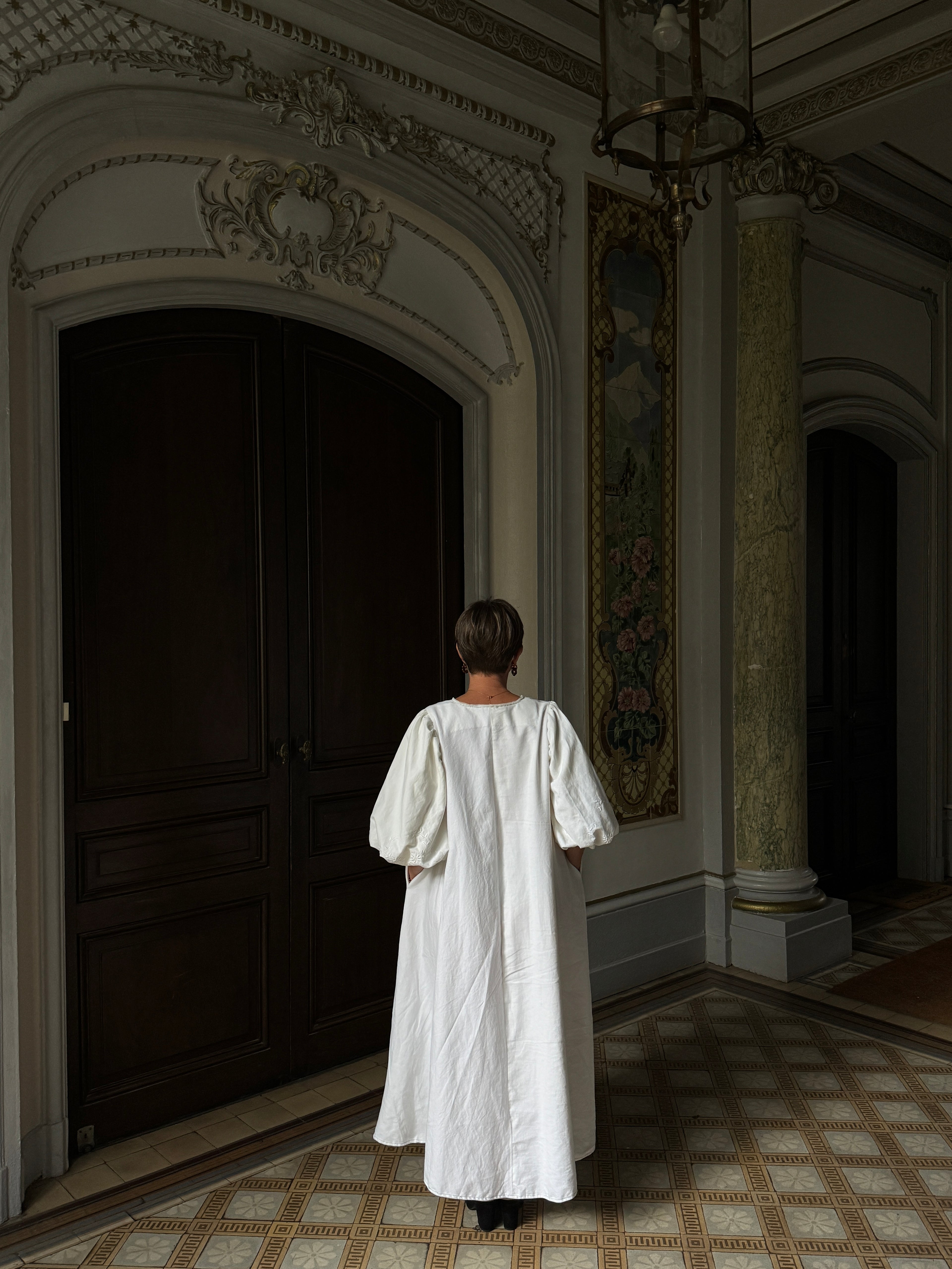 Robe maxi en coton ancien brodé- Modèle Héritage