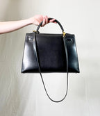 HERMES- Sac Kelly cuir noir