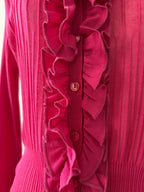 ANNE FONTAINE Cardigan en maille légère fuschia à volants taille 44