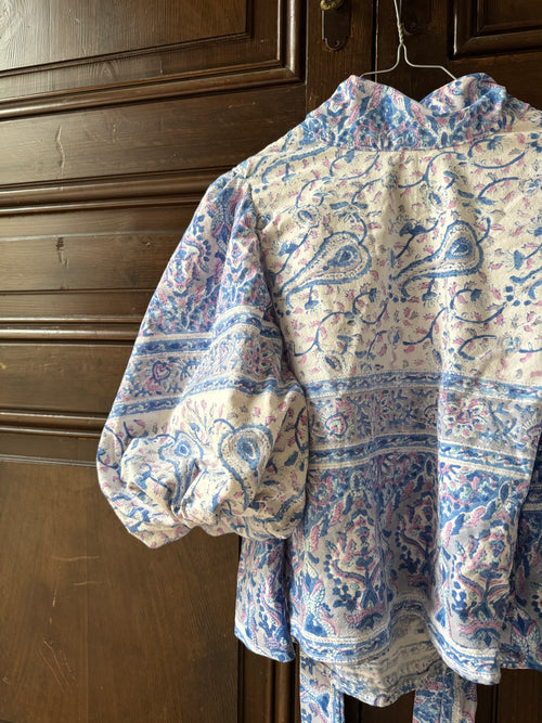 Blouse Héritage- Tissu en coton ancien- Draps imprimés à la main