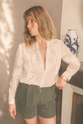 ZAPA Blouse blanche en coton brodée