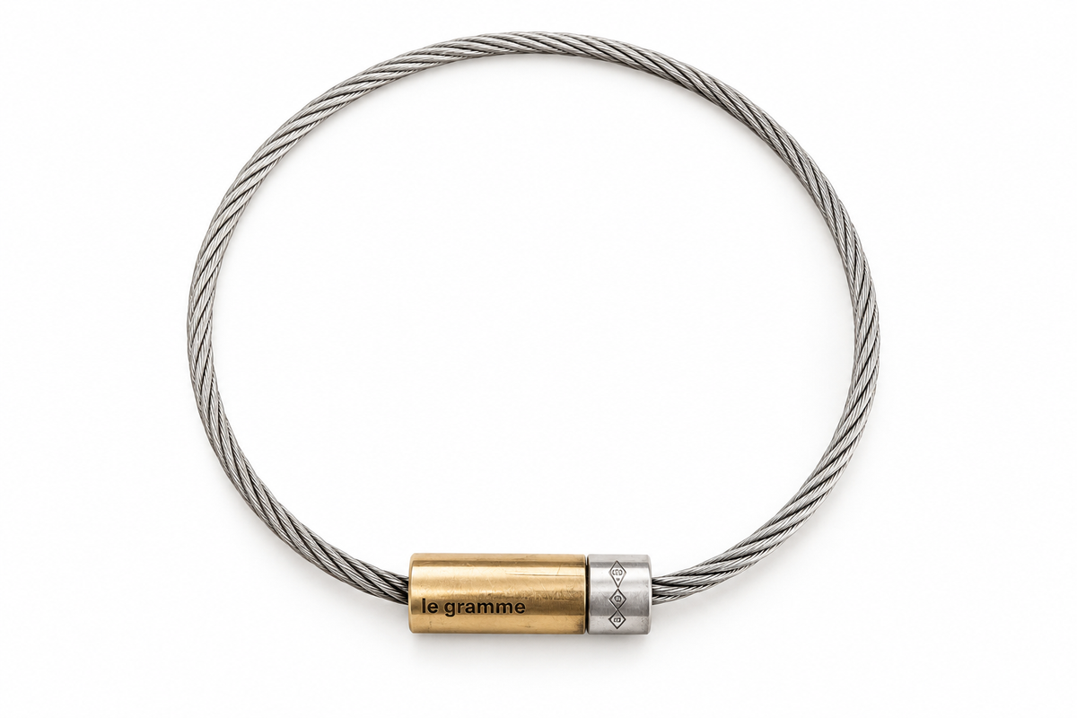 LE GRAMME Bracelet câble argent 925 et or jaune poli 7g