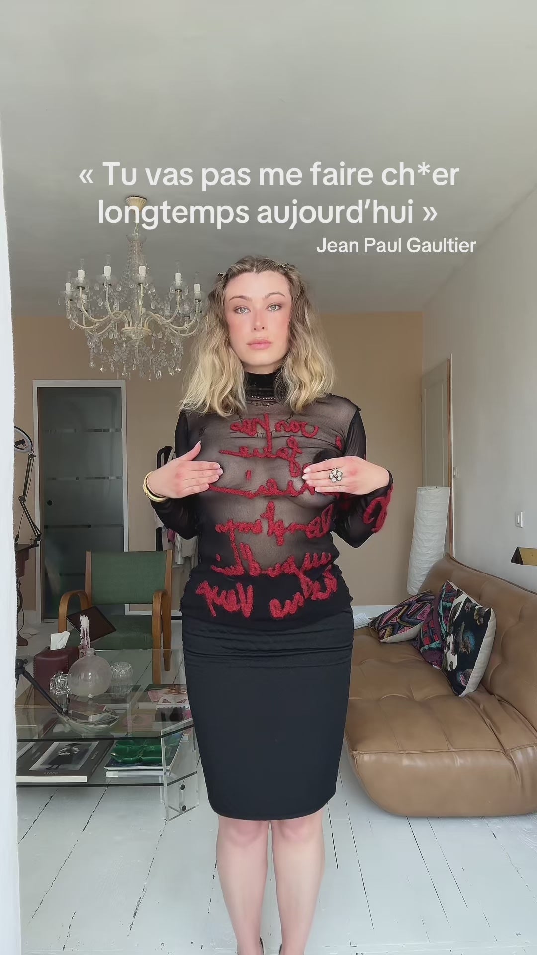 JEAN PAUL GAULTIER Top Mesh Maille noir taille L
